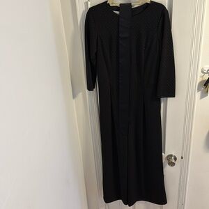 Black, with glittery polkadot, jumpsuit. three-quarter length sleeve